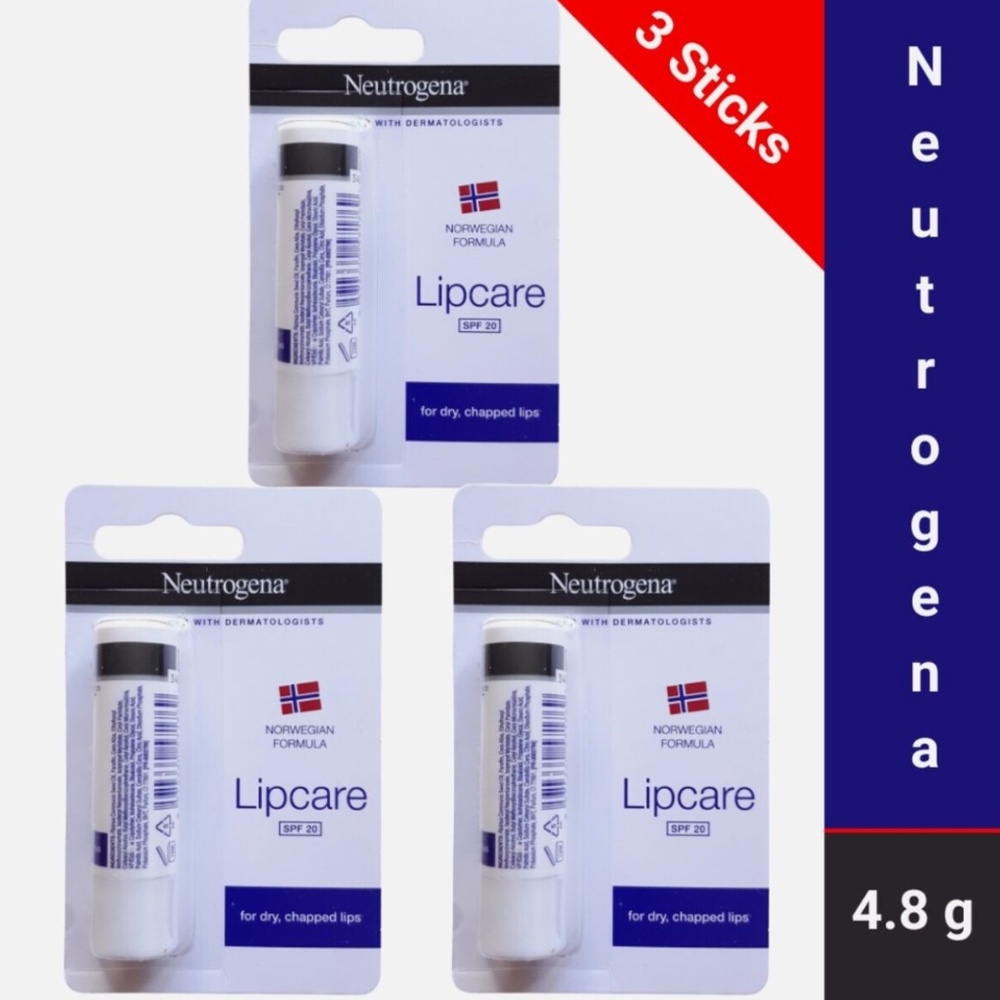 3 x Neutrogena Lip Balm Norwegian Formula for Dry, Chapped Lips SPF20 4.8g